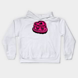 Pink and black heart cake Kids Hoodie